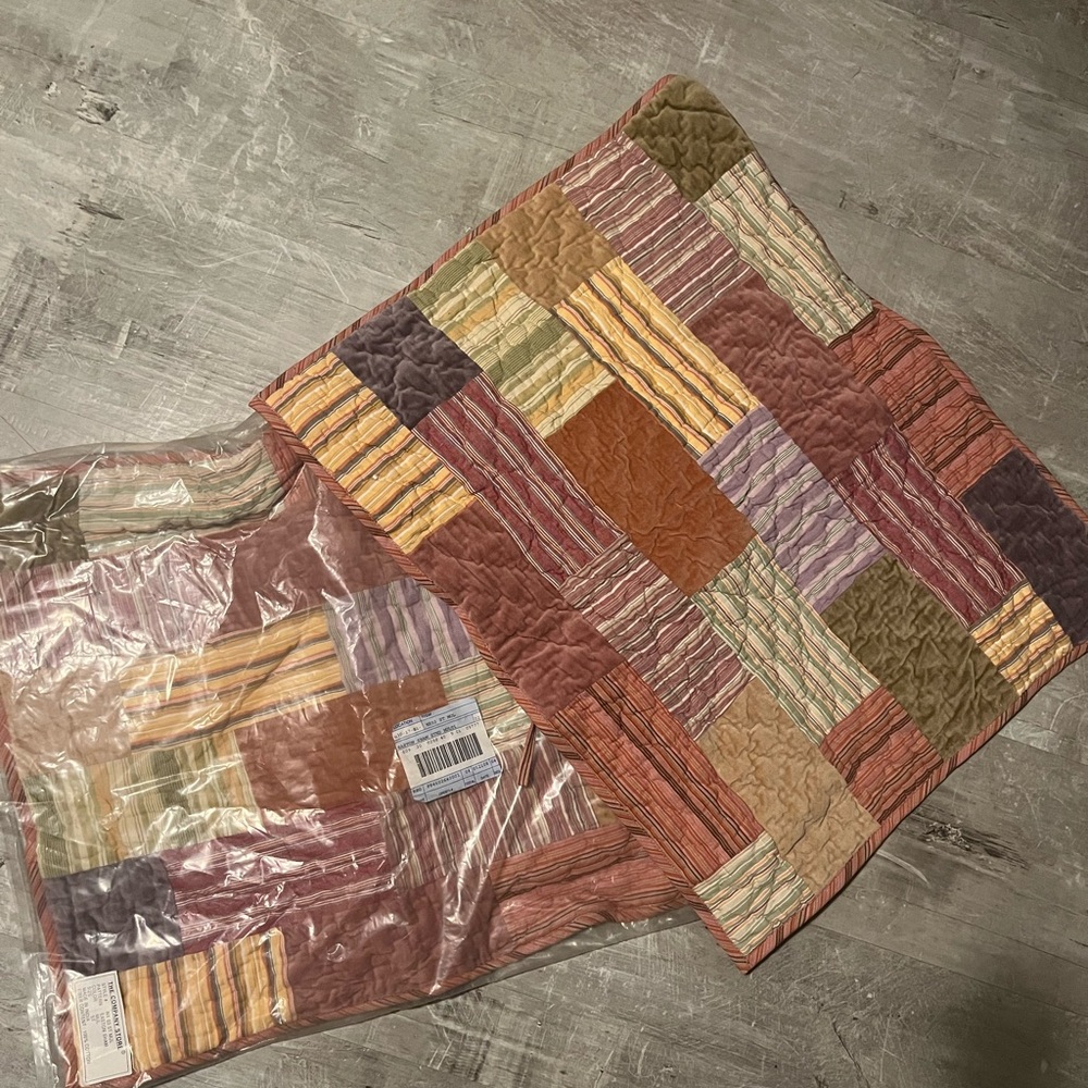 The Company Store Set Of 2 Patchwork Multicolored Cabin Rustic Pillow Shams New